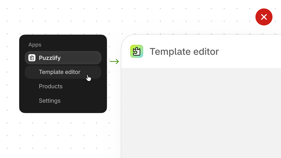 An image of a link in the Shopify navigation bar launching a full-screen experience.