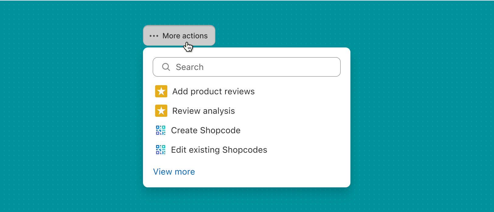 Multiple admin actions from the same app in the 'More actions' menu.