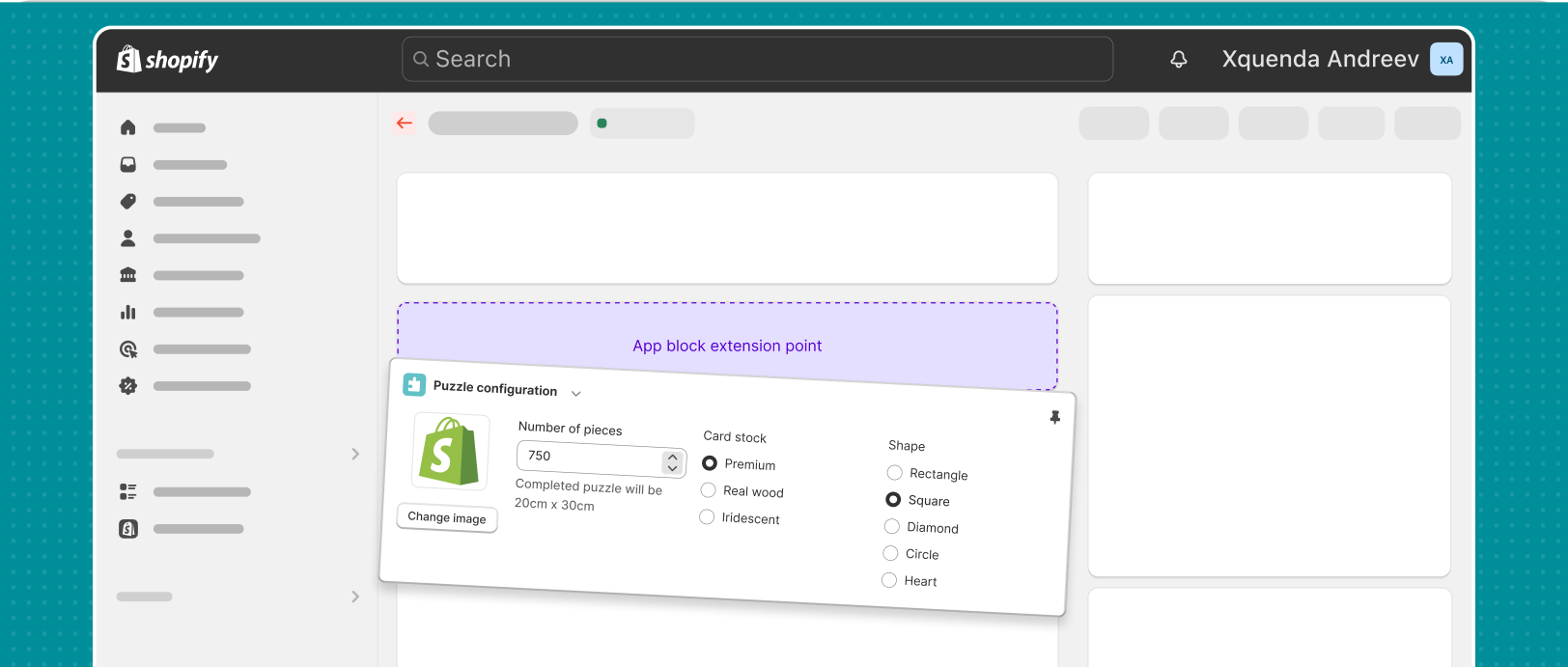 The app blocks card featuring a search input and several apps.