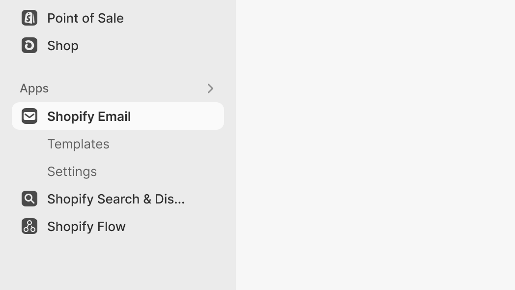 A Shopify admin sidebar showing a navigation menu with Templates and Settings links under the app name.