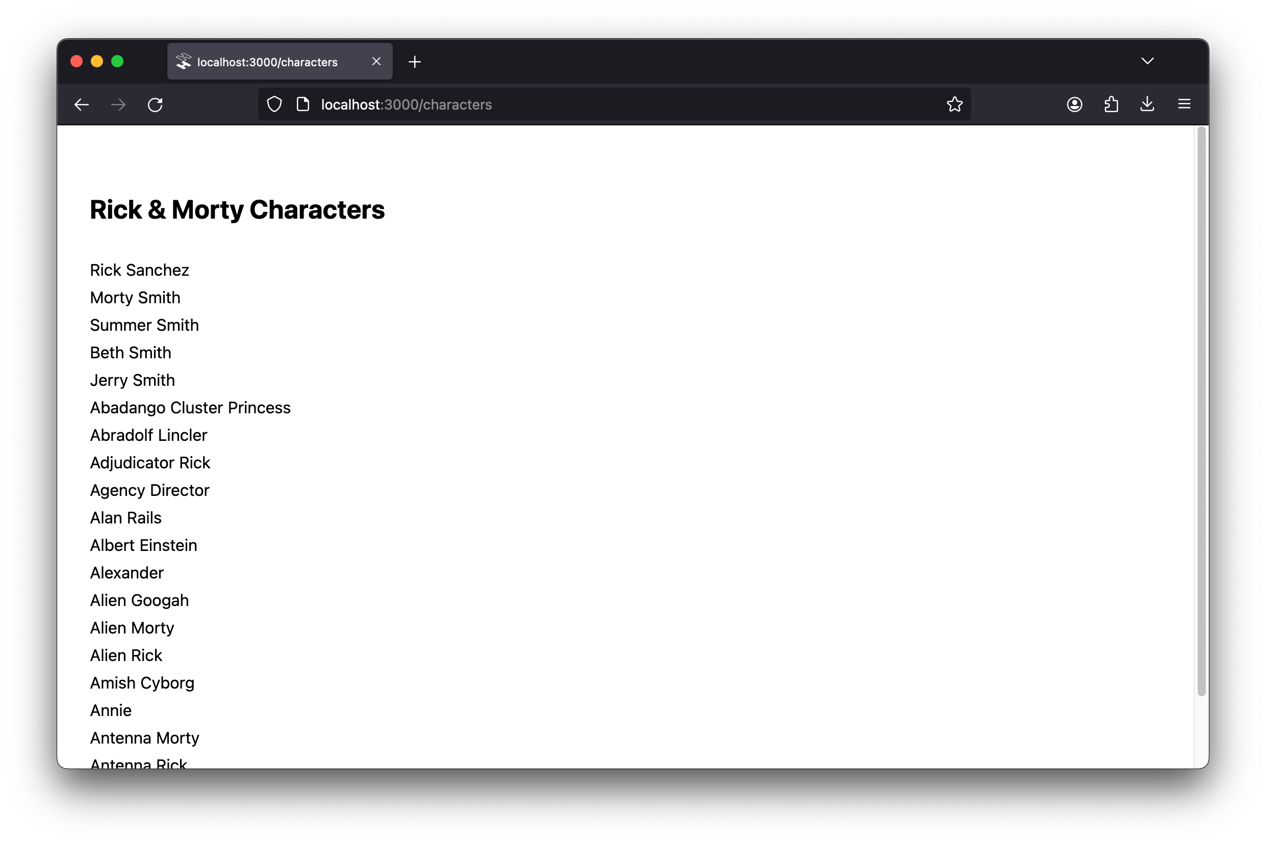 Hydrogen app displaying data from a third-party API