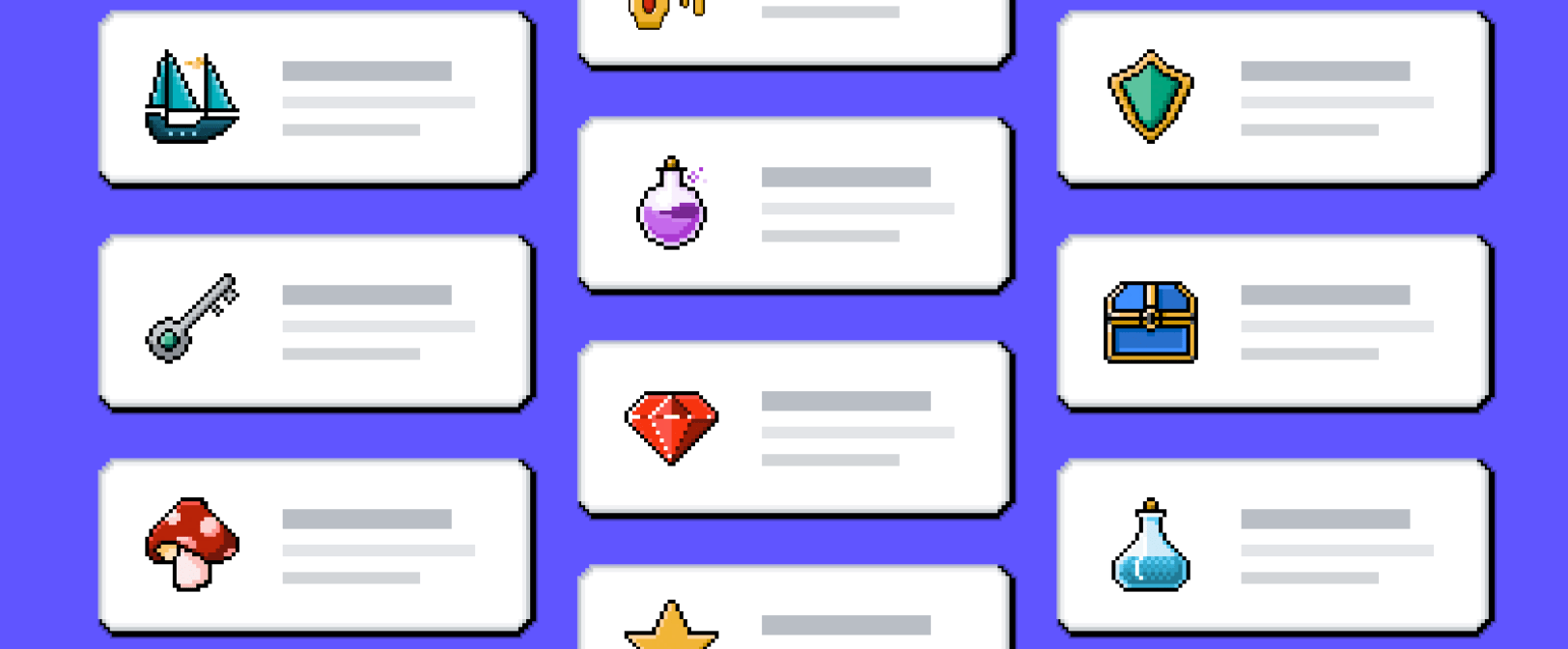 A grid of app cards with pixel-art icons, representing apps available for custom storefronts.