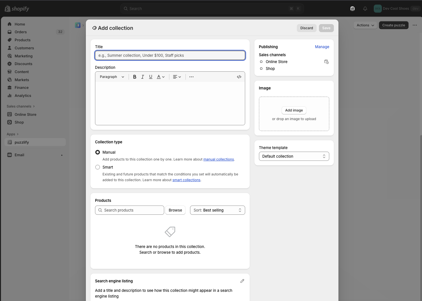 Launch the article creation workflow from a button click. This example uses `shopify.intents.invoke()` to open the article editor, awaits the workflow completion, and displays success or cancellation feedback based on the response code.