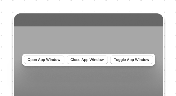 Control the app window declaratively. This example uses the [`command`](/docs/api/app-home/polaris-web-components/actions/button#properties-propertydetail-command) and [`commandFor`](/docs/api/app-home/polaris-web-components/actions/button#properties-propertydetail-commandFor) attributes on buttons.
