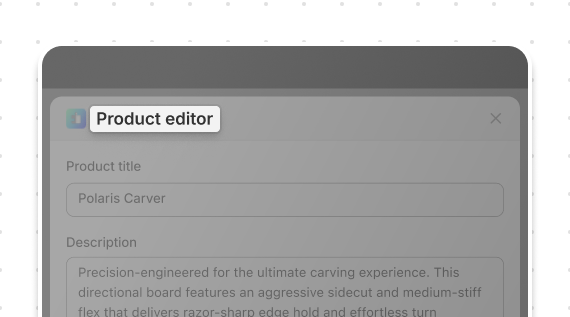 Add context to fullscreen workflows. This example sets a title using the page component with the `heading` attribute.