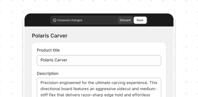 Add the `data-save-bar` attribute to a form to automatically show a save bar when form data changes.