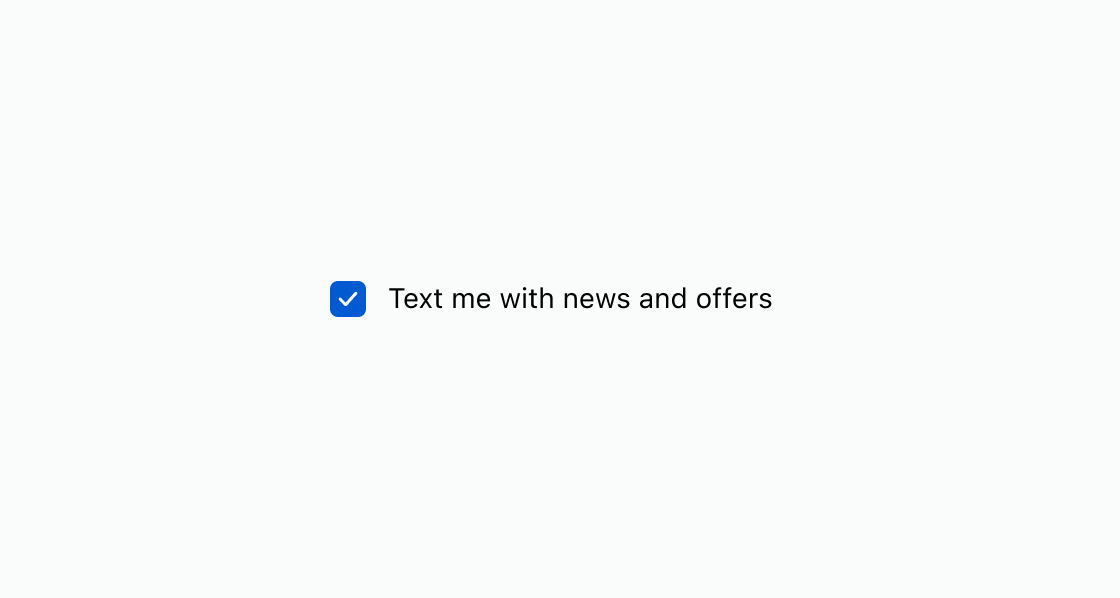 A rendered example of the consent-checkbox component
