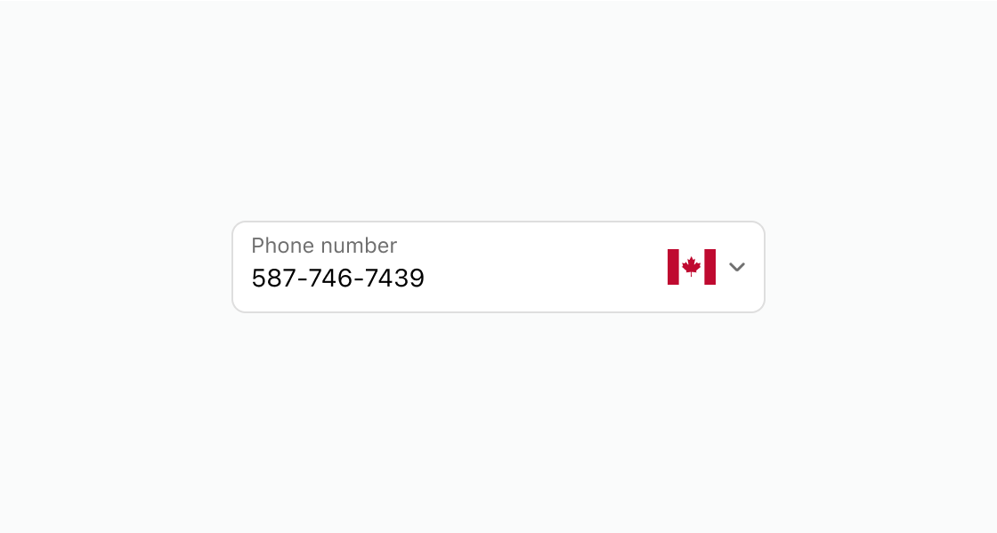 A rendered example of the consent-phone-field component