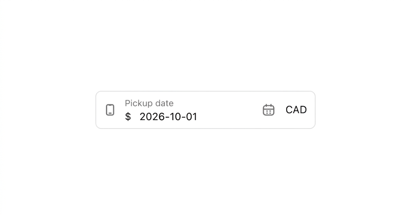 A rendered example of the date-field component
