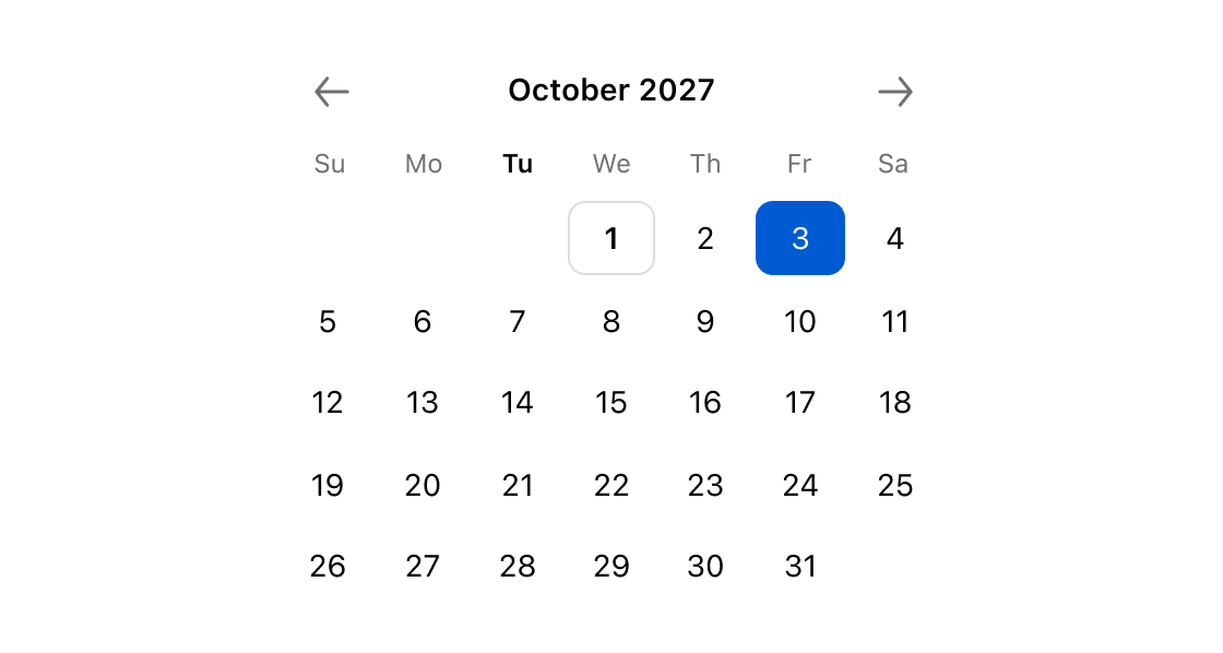 A rendered example of the date-picker component