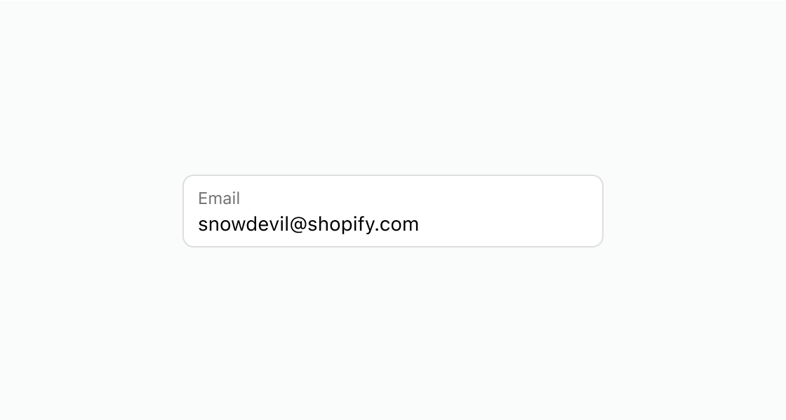 A rendered example of the email-field component