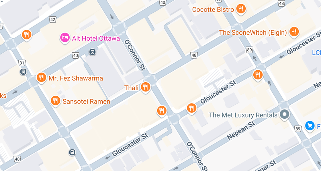 A rendered example of the map component