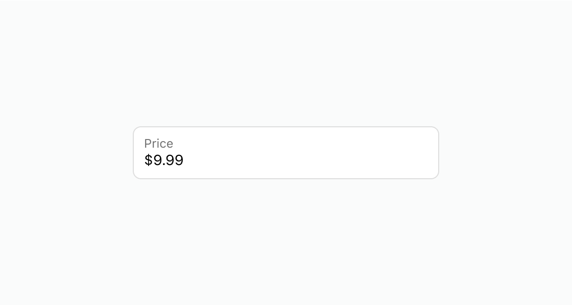 A rendered example of the money-field component