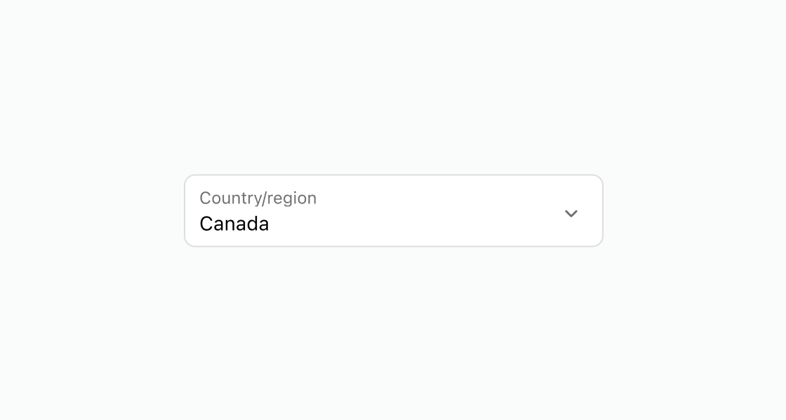 A rendered example of the select component