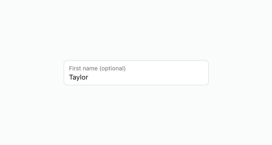 A rendered example of the text-field component