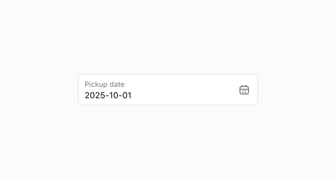 A rendered example of the date-field component