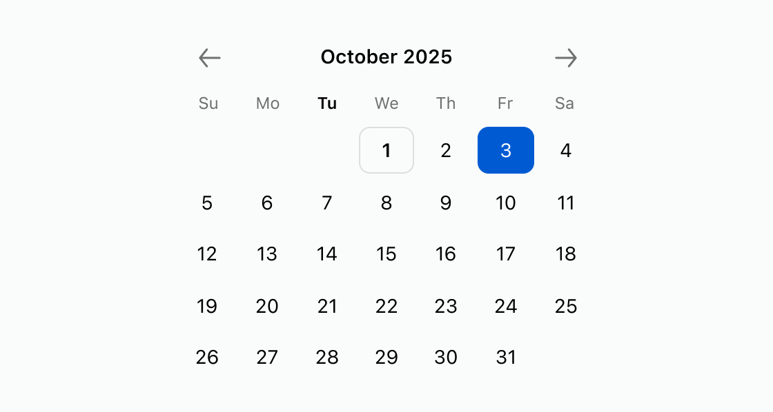 A rendered example of the date-picker component