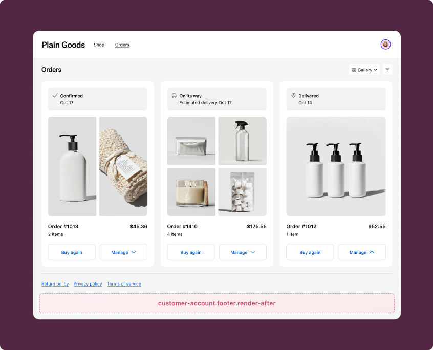 Footer targets overview