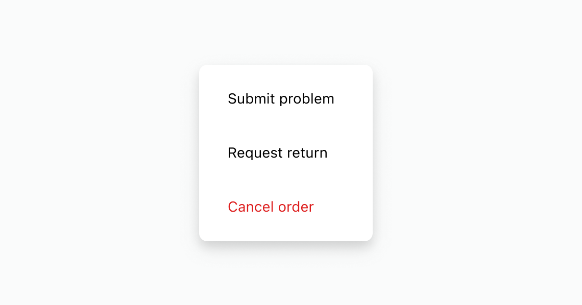 A dropdown menu component with a trigger button and list of action items.