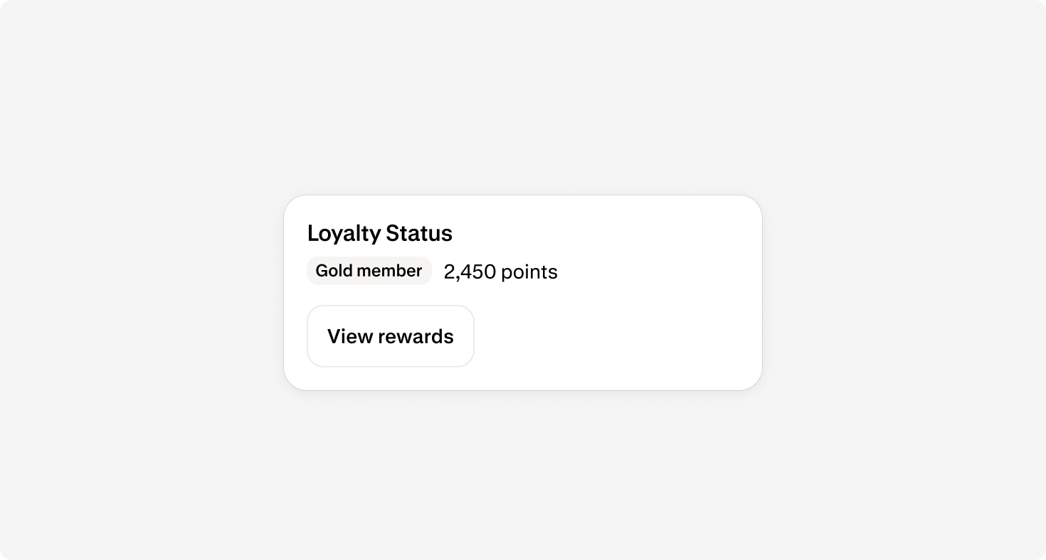 Stack component displaying loyalty status information with a badge and points