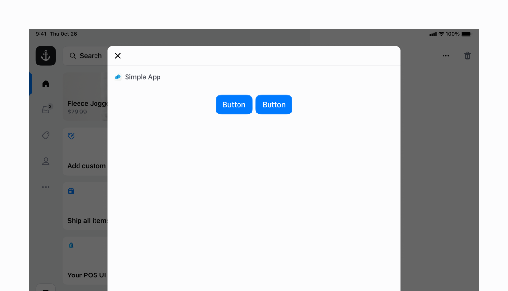 Center elements horizontally using `justifyContent='center'` with `flexChildren={false}` (default). This positions children in the center while keeping them at their minimum required size, ideal for centered button groups without stretching.