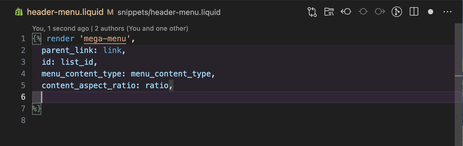 Code completion showing available LiquidDoc snippets