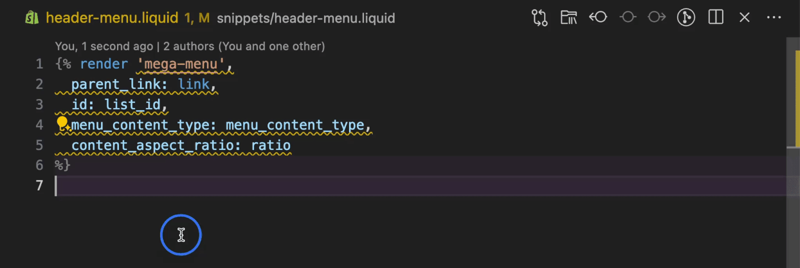 Parameter validation showing required parameters for a snippet
