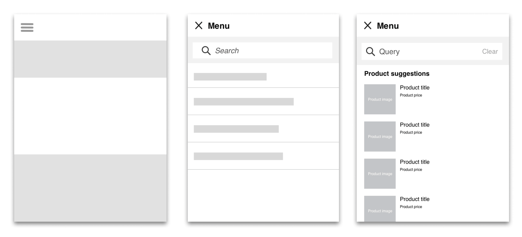 Example of in-menu search on mobile.