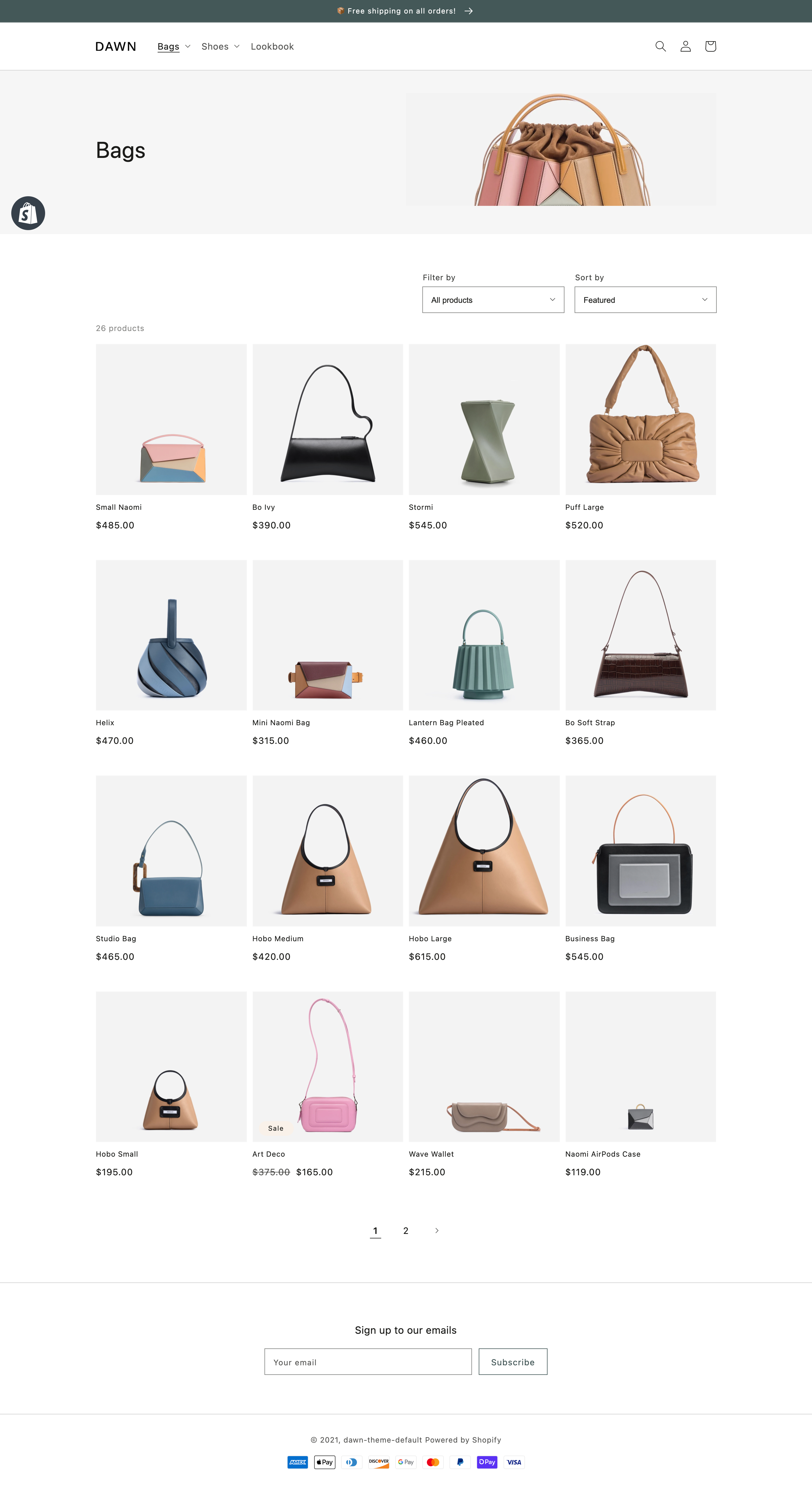 An example of the collection template in Dawn