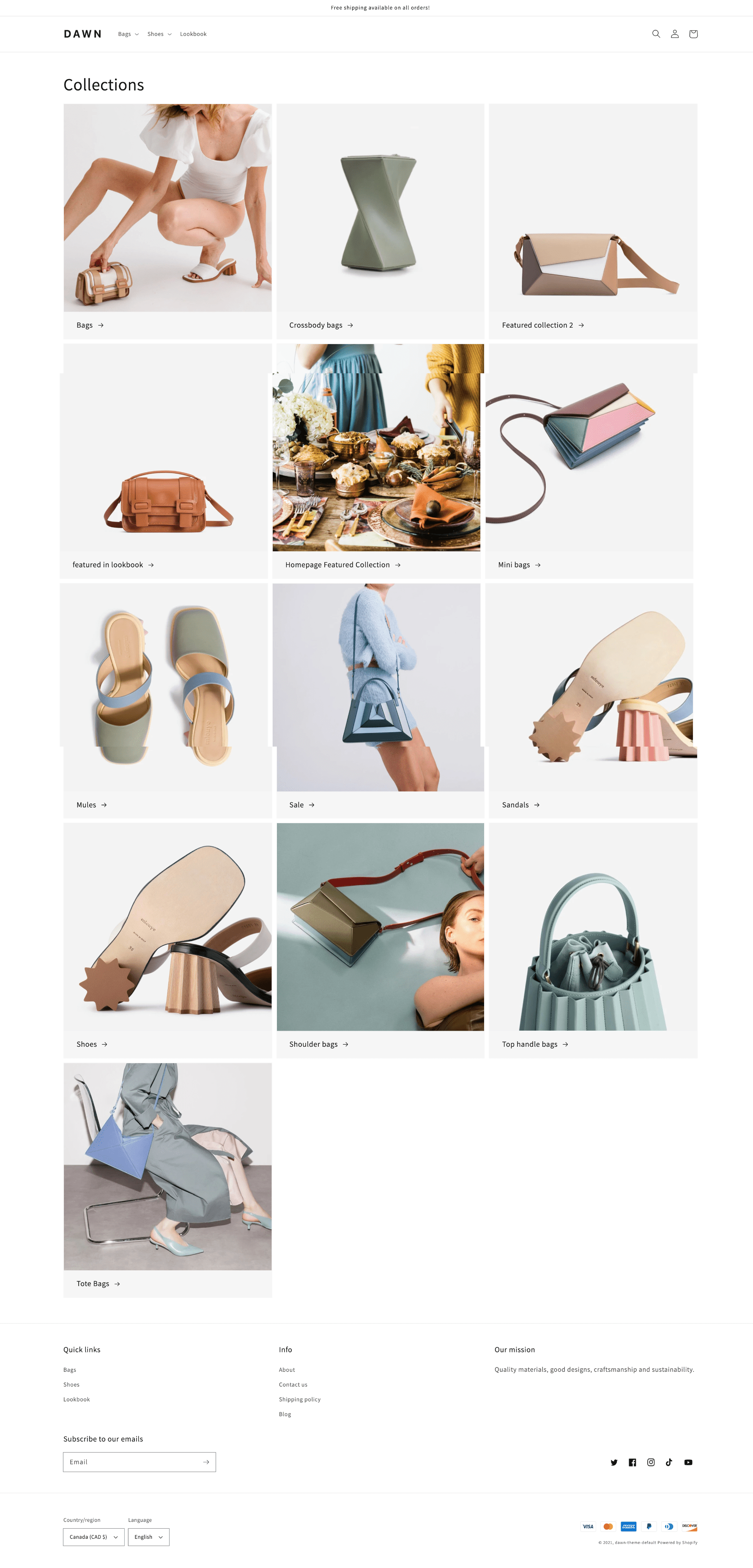 An example of the list-collections template in Dawn